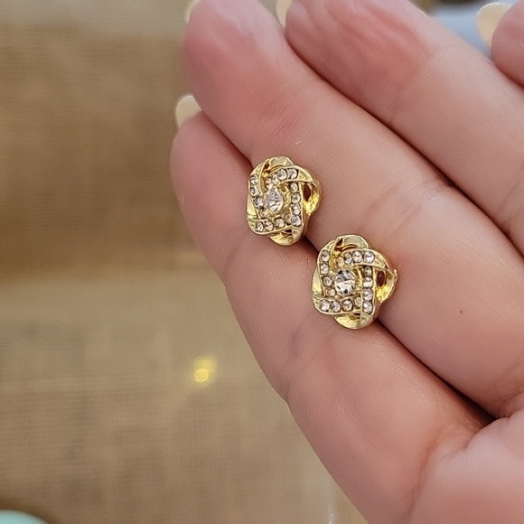 ROSETTE SHIMMER STUD EARRINGS - Picture 3 of 9